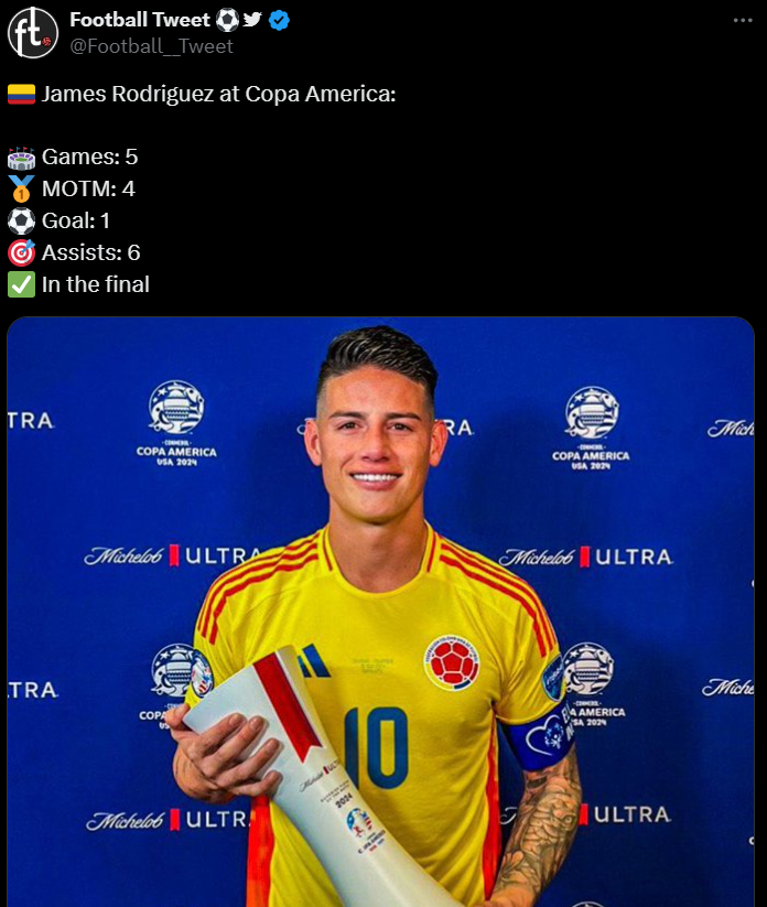 FENOMENALNE liczby Jamesa na Copa America 2024 <3